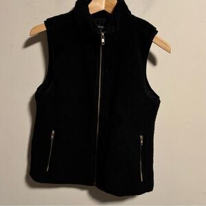 J.crew Mercantile Fleece Teddy Bear Sherpa Full Zip Vest Black Gold- Size XS